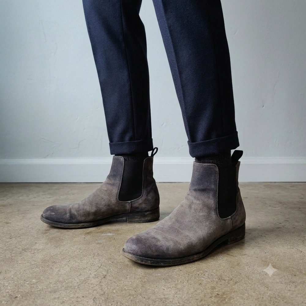 Officine Creative Mens Chelsea Boots 42 Grey Suede Distressed Italian Leather